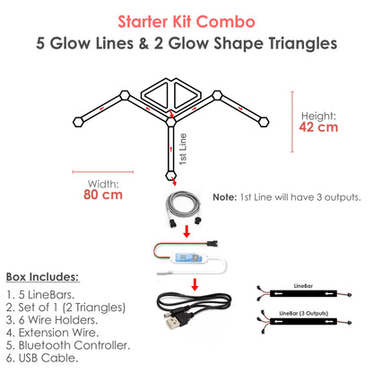 Starter Kit Combo - 5 Glow Lines & 2 Glow Shape Triangles