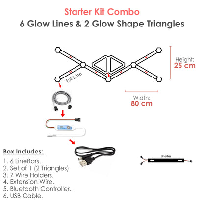 Starter Kit Combo - 6 Glow Lines & 2 Glow Shape Triangles