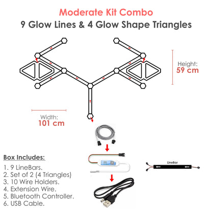 Moderate Kit Combo - 9 Glow Lines & 4 Glow Shape Triangles