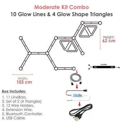 Moderate Kit Combo - 10 Glow Lines & 4 Glow Shape Triangles