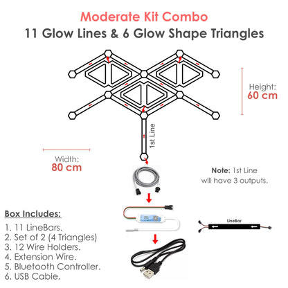 Moderate Kit Combo - 11 Glow Lines & 6 Glow Shape Triangles