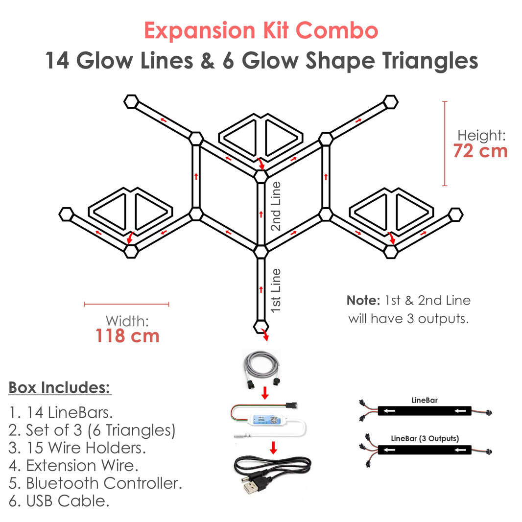 Expansion Kit Combo - 14 Glow Lines & 6 Glow Shape Triangles