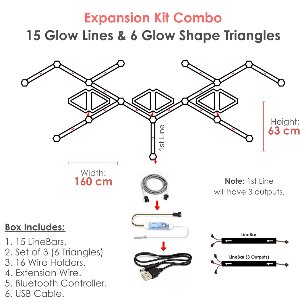 Expansion Kit Combo - 15 Glow Lines & 6 Glow Shape Triangles
