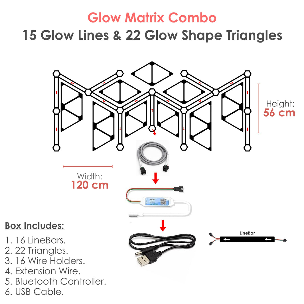Glow Matrix Combo - 15 Glow Lines & 22 Clear Shape Triangles