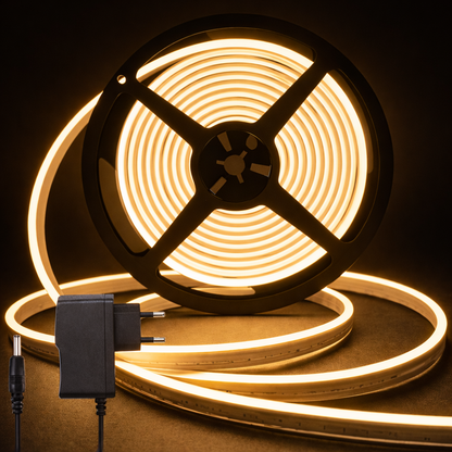 Neon Glow Rope Light - Warm White (5 Meter) With 12v Adaptor