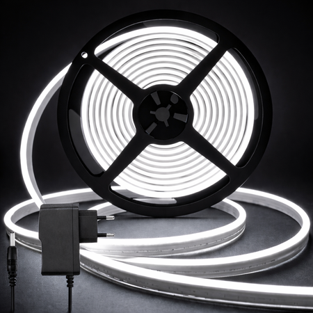 Neon Glow Rope Light - White (5 Meter) With 12v Adaptor