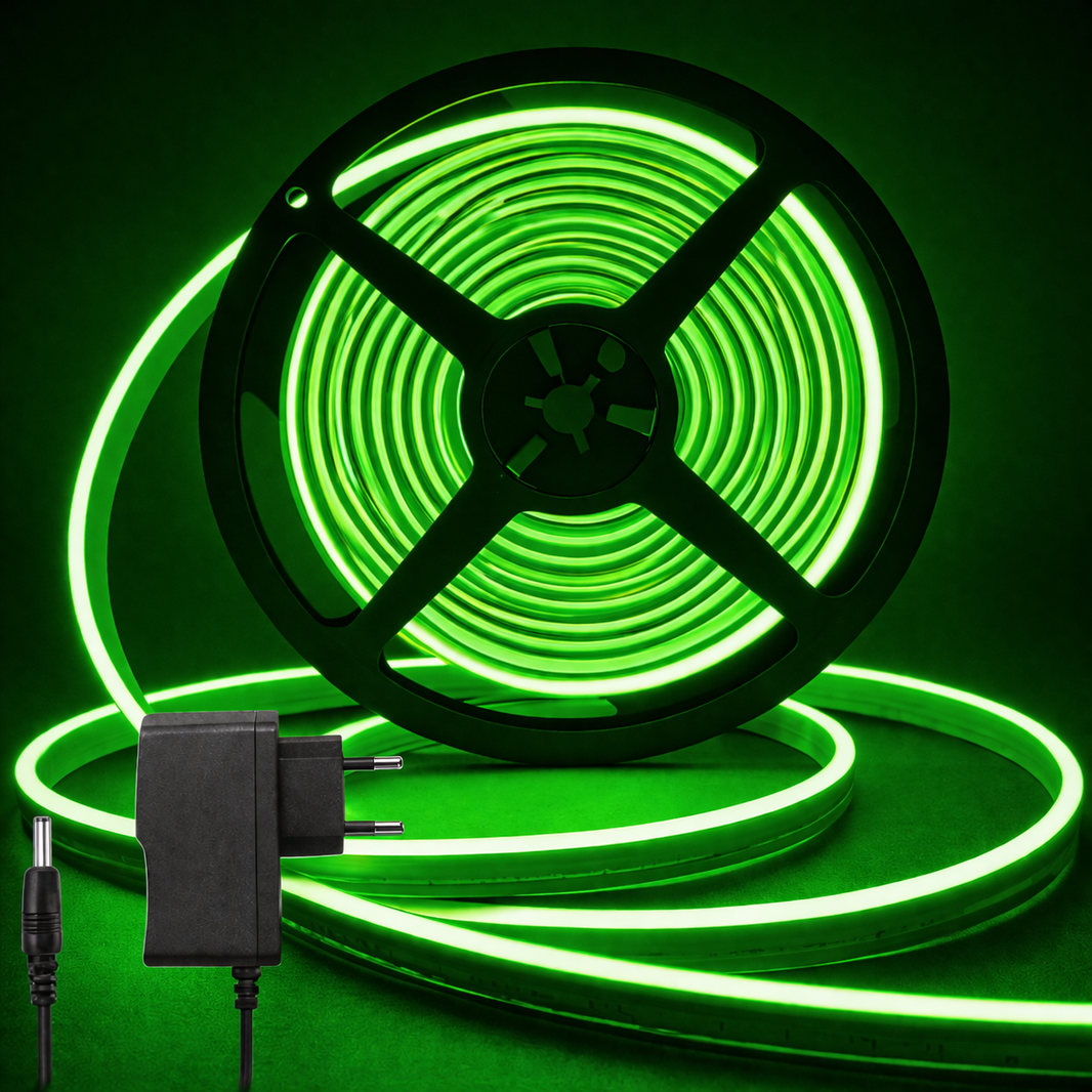 Neon Glow Rope Light - Green (5 Meter) With 12v Adaptor