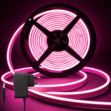 Neon Glow Rope Light - Pink (5 Meter) With 12v Adaptor