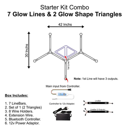 Starter Kit Combo - 7 Glow Lines & 2 Glow Shape Triangles