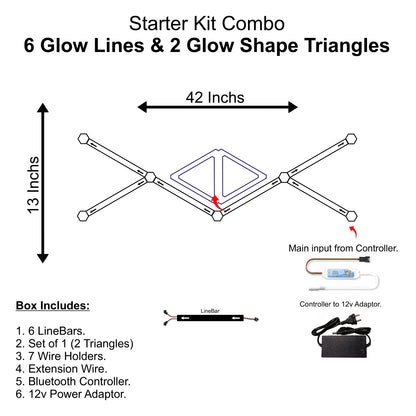 Starter Kit Combo - 6 Glow Lines & 2 Glow Shape Triangles