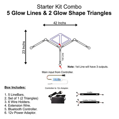 Starter Kit Combo - 5 Glow Lines & 2 Glow Shape Triangles