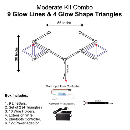 Moderate Kit Combo - 9 Glow Lines & 4 Glow Shape Triangles