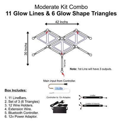 Moderate Kit Combo - 11 Glow Lines & 6 Glow Shape Triangles