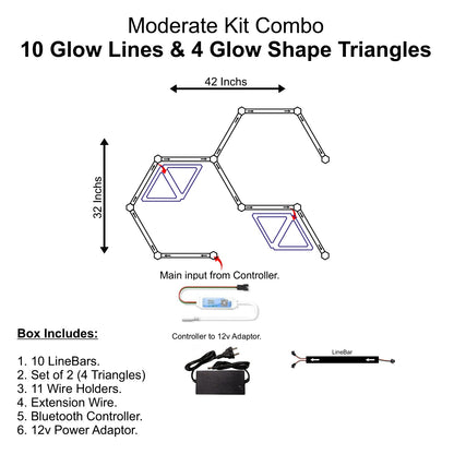 Moderate Kit Combo - 10 Glow Lines & 4 Glow Shape Triangles