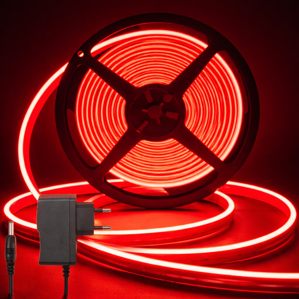 Neon Glow Rope Light - Red (5 Meter) With 12v Adaptor